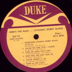 Bobby Bland  ” Here’s The Man ” Duke Lp Vg+ Rare early design label