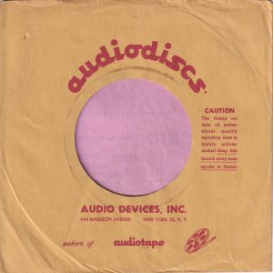 Audiodiscs U.S.A. Company Sleeve , normally used / seen for acetate recordings