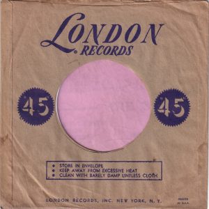 London Records U.S.A. Dark Blue Print Reg Mark Added Company Sleeve 1962 – 1965