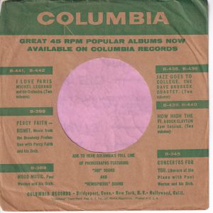 Columbia Green U.S.A. Company Sleeve 1954 – 1955