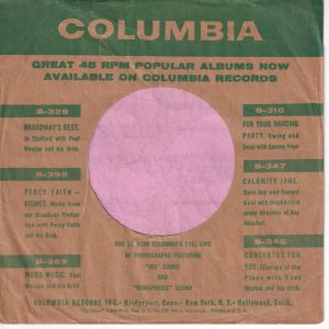 Columbia Bottom Text On Both Sides U.S.A. Company Sleeve 1954