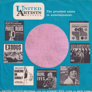 United Artists Records U.S.A. With Black & White Lp Thumbnails Company Sleeve 1961 – 1964