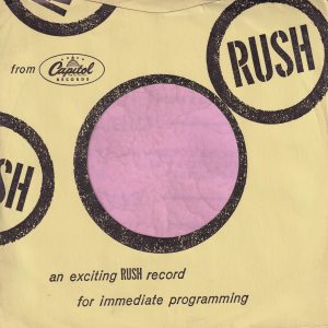 Capitol Records U.S.A. Rush , Sleeve Used For D.J. Copies Company Sleeve Around 1970’s