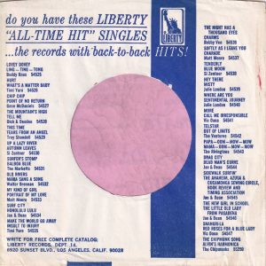 Liberty Records U.S.A. Company Sleeve 1965 -1968