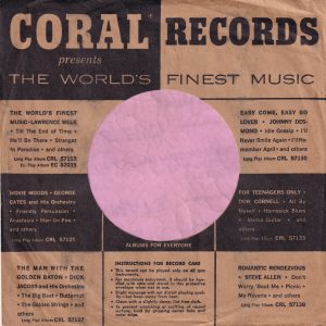 Coral Records U.S.A. Company Sleeve 1958 – 1959