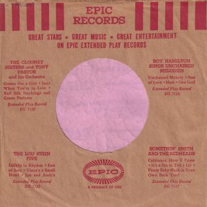 Epic Records U.S.A. Company Sleeve 1954 – 1955