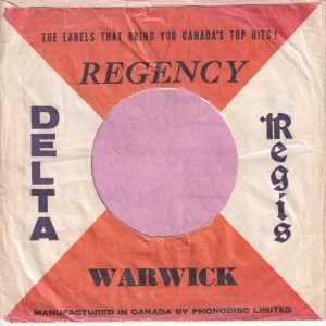 Phonodisc Canadian Regency Regis Warwick Delta Company Sleeve