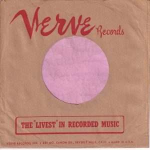 Verve Records U.S.A. Red Print On Brown Paper With Address Details Company Sleeve 1956 – 1960