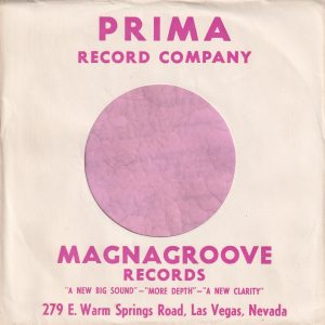 Prima Record Company U.S.A. Company Sleeve 1963 -1966