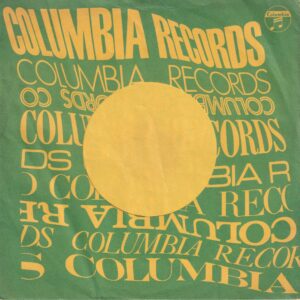 Columbia Records Japan Green And Yellow Print Company Sleeve