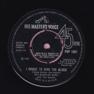 Ray Charles ” I Chose To Sing The Blues ” HMV His Masters Voice Vg+