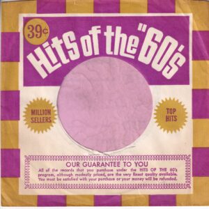 Hit Records U.S.A. Hit’s Of The 60’s Gold And Red Print Company Sleeve 1960’s