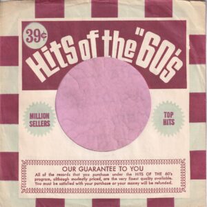 Hit Records U.S.A. Hit’s Of The 60’s Pale Blue And Burgandy Print Company Sleeve 1960’s