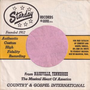 Starday Records U.S.A. Company Sleeve 1962 – 1967
