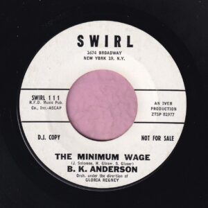 B.K. Anderson ” The Minimum Wage ” Swirl Records Demo Vg+