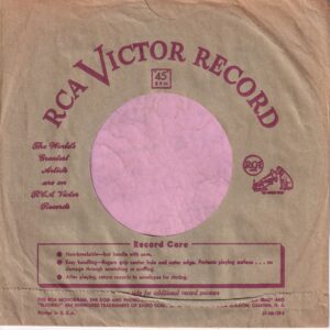 RCA Victor Records U.S.A. 21-100-139-3 Cut Straight With U Notch Red Print On Brown Company Sleeve 1950 – 1952