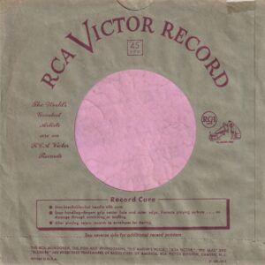 RCA Victor Records U.S.A. 21-100-139-3 Cut Straight With U Notch Red Print On Green Company Sleeve 1950 – 1952