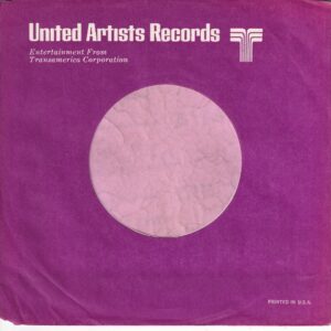 United Artists Records U.S.A. Clear Printed In The Usa Company Sleeve 1968 – 1970