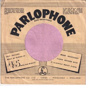 Parlophone U.K. Push Out Info Printed In Black Print Company Sleeve 1955 – 1956
