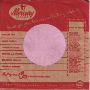 Mercury Records U.S.A. The RIAA Logo Printed Over / On The Red Bottom Bar Company Sleeve 1952 – 1957