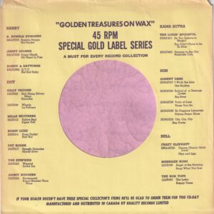 Quality Records Canadian Gold Label Series Yellow Company Sleeve