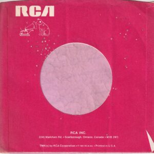 RCA Canadian White Print On Red Company Sleeve