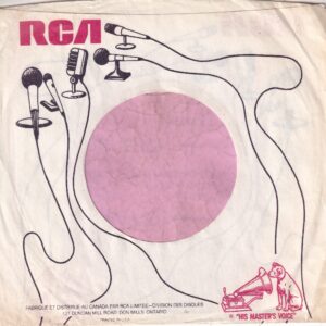 RCA Canadian Red And Black Print On White With Microphone and Dog Logo’s Company Sleeve