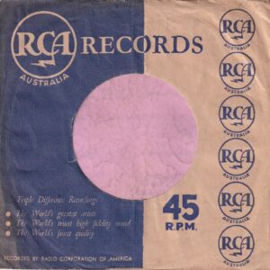 RCA Records Australia Blue Print On Brown , Matt Finish , Small Dots Company Sleeve 1959