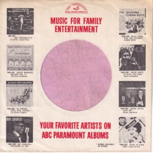 ABC Paramount U.S.A. With Lp Thumbnails 1959 -1961 Company Sleeve 1961 – 1962