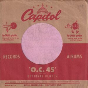 Capitol Records U.S.A. Logo Smaller On Back Cut Straight With Notch Glued Bottom & Right Bold Lettering Red Line Does Not Extend To Sleeve Edge Company Sleeve 1951 -1953