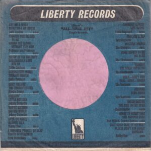 Liberty Records U.S.A. Cut Straight With A Notch Company Sleeve 1965 -1970