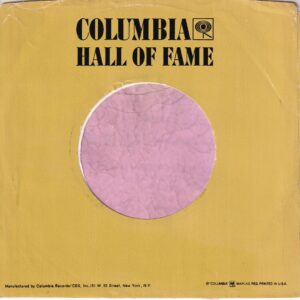 Columbia Records U.S.A. Hall Of Fame Gold Heavy Paper With Address Details On Back Company Sleeve
