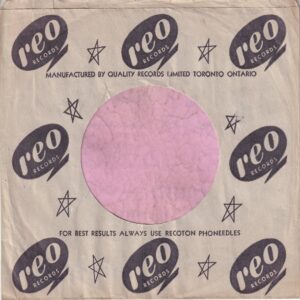 Reo Records Canadian Black Print On Grey Multi Oval Logo’s Company Sleeve