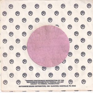 NSD Nationwide Sound Distributors U.S.A. 1204 Elmwood Nashville TN. 37702 Address Black Print On White Company Sleeve 1983 – 1987