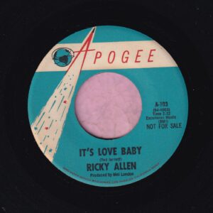 Ricky Allen ” It’s Love Baby ” Apogee Records Demo Vg+
