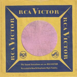 RCA Victor U.S.A.  Blue And Yellow Cut Straight With V Notch Inside Glued Company Sleeve 1960 – 1965 ?